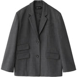 Blazer Saco Gabardina Mujer Dama Elegante Formal Oficina Oversize Gris Negro Verde