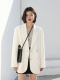 Blazer Mujer Dama Formal Oficina Blanco Marfil Negro