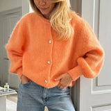 Cardigan Tejido Mujer Abrigo Ligero Primavera Otoño Varios Colores Casual Elegante Oficina