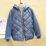 Chaqueta campera chamarra casaca de algodón fina y ligera. Abrigo corto para mujer de algodón de lana de cordero con capucha holgada