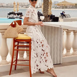 Vestido Camisola Elegante Casual Primavera Verano Mujer Encaje Flores Solero Fresco