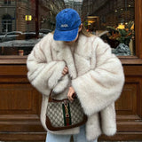 Campera de Piel Sintetica Abrigo Blanco Chaqueta Invierno Mujer