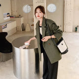 Blazer Mujer Formal Elegante Oficina Urbano Tapado Abrigo Otoño Invierno