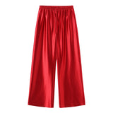 Pantalones Largos Satin Elegantes Formal Fiesta Verano Mujer Dama