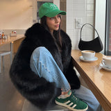 Campera de Piel Sintetica Abrigo Negro Chaqueta Invierno Mujer