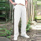 Pantalón de Lino para hombres. Pantalones de pierna ancha. Jogging Oversize.