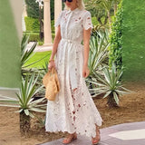 Vestido Camisola Elegante Casual Primavera Verano Mujer Encaje Flores Solero Fresco