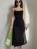 Vestido negro elegante espalda descubierta. Vestido largo fiesta.