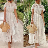 Vestido Camisola Elegante Casual Primavera Verano Mujer Encaje Flores Solero Fresco