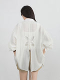 Blusa Camisa Mujer Dama con Diseño Flor en Espalda Primavera Verano Casual Playa Ligero Fresco