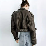 Chaqueta Abrigo Cuero Mujer Chaqueta Urbana Cuello Polo