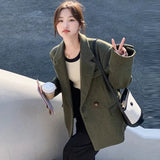 Blazer Mujer Formal Elegante Oficina Urbano Tapado Abrigo Otoño Invierno