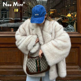Campera de Piel Sintetica Abrigo Blanco Chaqueta Invierno Mujer