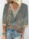 Camisa Blusa Ligera Mujer Elegante Casual Vacaciones con Estampados Primavera Verano