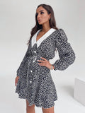 Vestido Estampado Mujer Elegante Mangas Fiesta Primavera Verano