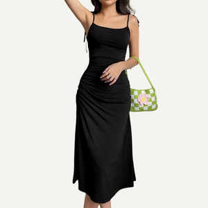 Vestido negro elegante espalda descubierta. Vestido largo fiesta.