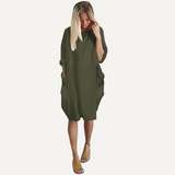 VESTIDO HOLGADO CASUAL CON BOLSILLOS MUJER DAMA TALLES GRANDES