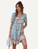 Vestido estampado suelto de mujer. Vestido con manga.
