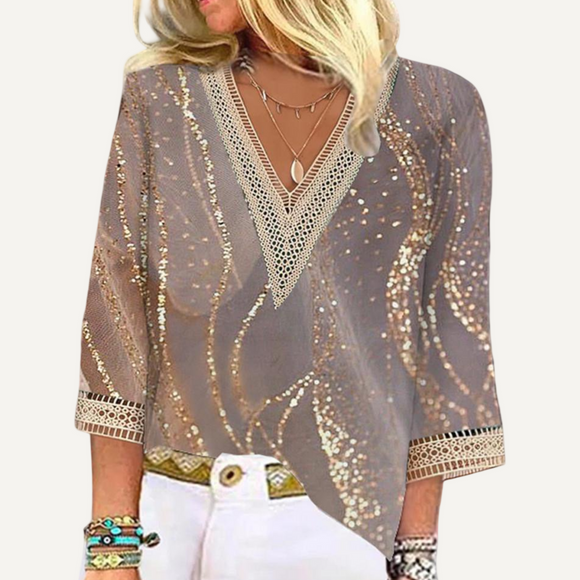 Camisa Blusa Ligera Mujer Elegante Casual Vacaciones con Estampados Primavera Verano
