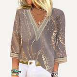 Camisa Blusa Ligera Mujer Elegante Casual Vacaciones con Estampados Primavera Verano