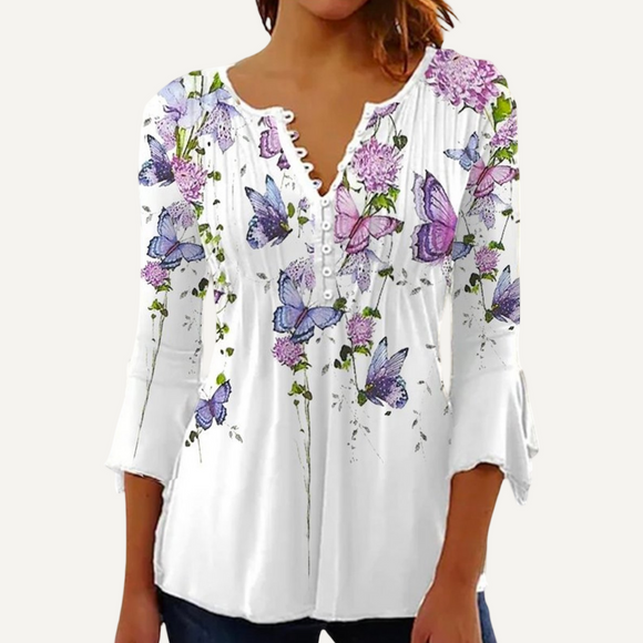 Camisa Casual suelta de manga larga. Blusa con estampado.