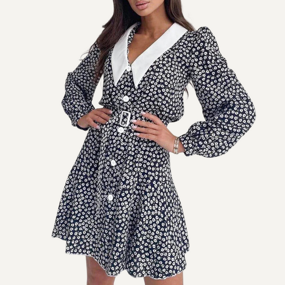 Vestido Estampado Mujer Elegante Mangas Fiesta Primavera Verano