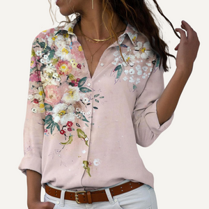 Camisa estampada de manga larga para mujer.