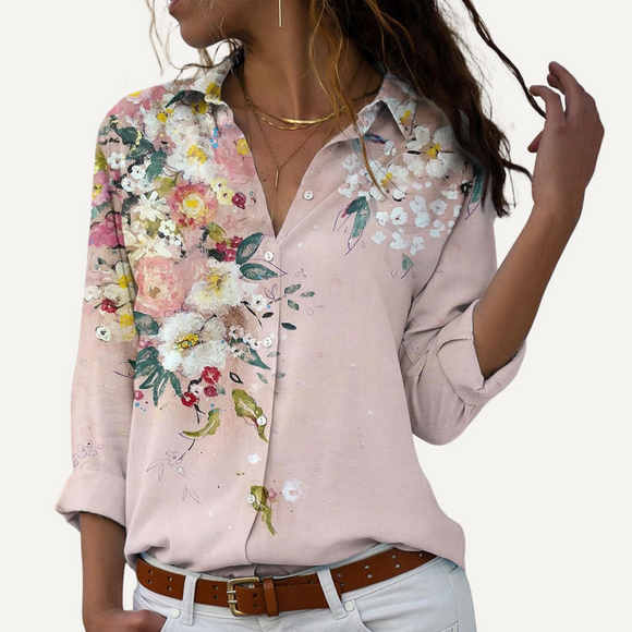 Camisa estampada de manga larga para mujer.