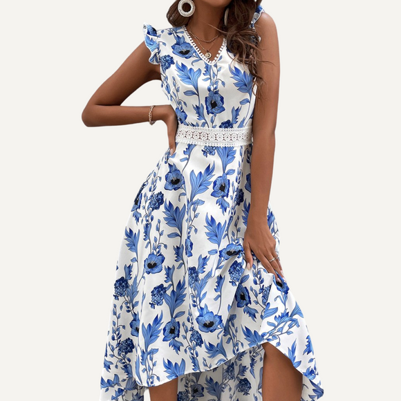 Vestido estampado floral. Vestido largo para mujer.
