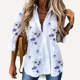 Camisa de mujer de manga larga. Blusa elegante estampada