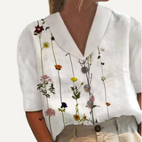 Camisa elegante. Blusa estampada manga corta
