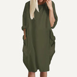 VESTIDO HOLGADO CASUAL CON BOLSILLOS MUJER DAMA TALLES GRANDES