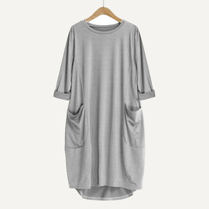 VESTIDO HOLGADO CASUAL CON BOLSILLOS MUJER DAMA TALLES GRANDES