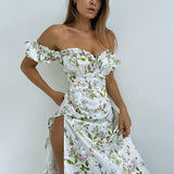 Vestido floral puff manga. Vestido mujer.