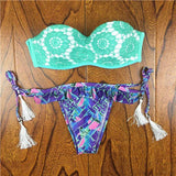 2018 Verano Floral Mujer Bikini Crochet Lace Push Bikinis Up Biquinis Traje de Baño