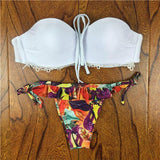 2018 Verano Floral Mujer Bikini Crochet Lace Push Bikinis Up Biquinis Traje de Baño