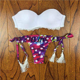 2018 Verano Floral Mujer Bikini Crochet Lace Push Bikinis Up Biquinis Traje de Baño