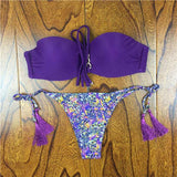 2018 Verano Floral Mujer Bikini Crochet Lace Push Bikinis Up Biquinis Traje de Baño