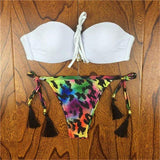 2018 Verano Floral Mujer Bikini Crochet Lace Push Bikinis Up Biquinis Traje de Baño