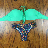 2018 Verano Floral Mujer Bikini Crochet Lace Push Bikinis Up Biquinis Traje de Baño