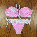 2018 Verano Floral Mujer Bikini Crochet Lace Push Bikinis Up Biquinis Traje de Baño