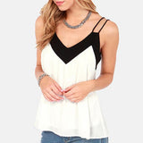 2018 Verano Musculosa Mujer Cuello V Sin Mangas Blousa Camiseta Sexy Top Chifón