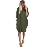 VESTIDO HOLGADO CASUAL CON BOLSILLOS MUJER DAMA TALLES GRANDES