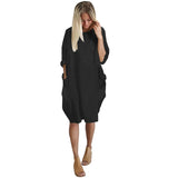 VESTIDO HOLGADO CASUAL CON BOLSILLOS MUJER DAMA TALLES GRANDES