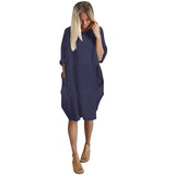 VESTIDO HOLGADO CASUAL CON BOLSILLOS MUJER DAMA TALLES GRANDES