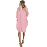 VESTIDO HOLGADO CASUAL CON BOLSILLOS MUJER DAMA TALLES GRANDES