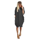 VESTIDO HOLGADO CASUAL CON BOLSILLOS MUJER DAMA TALLES GRANDES